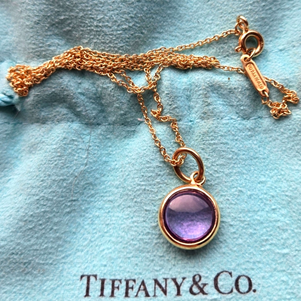 Tiffany & Co. 18k Gold Amethyst Dot Necklace